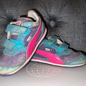 Glitter Puma Girl Toddler Shoe Size 8 Purple Pink Blue